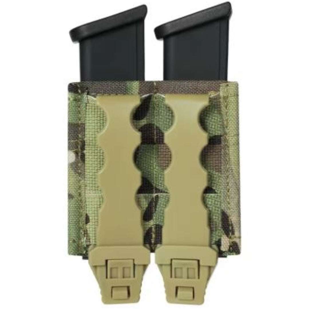 Universal Pistol MagazineUniversal Pistol Magazine Holster - DualDual magazine holster with MOLLE attachments. Fits most double stack pistol cartridge magazinesRange Gear