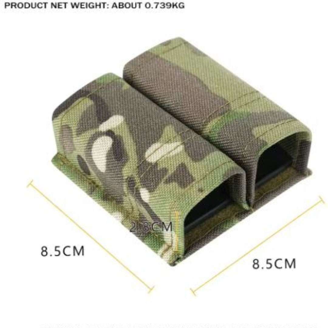 Universal Pistol MagazineUniversal Pistol Magazine Holster - DualDual magazine holster with MOLLE attachments. Fits most double stack pistol cartridge magazinesRange Gear