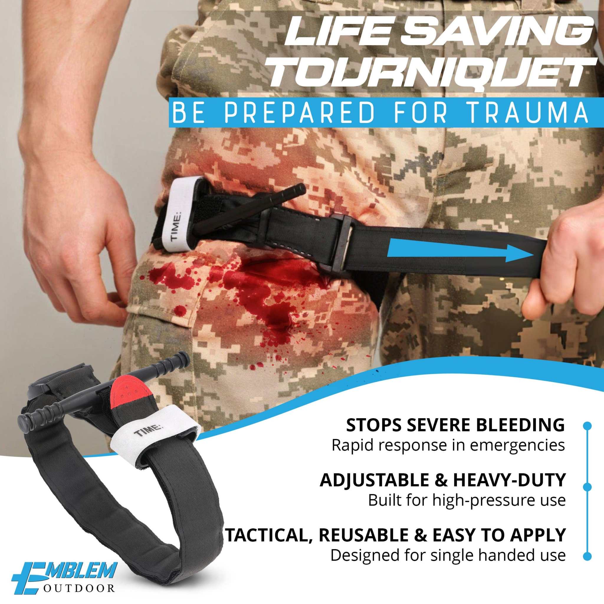 CAT Tourniquet with Aluminum Windlass for Tactical, Outdoor, Medical use.