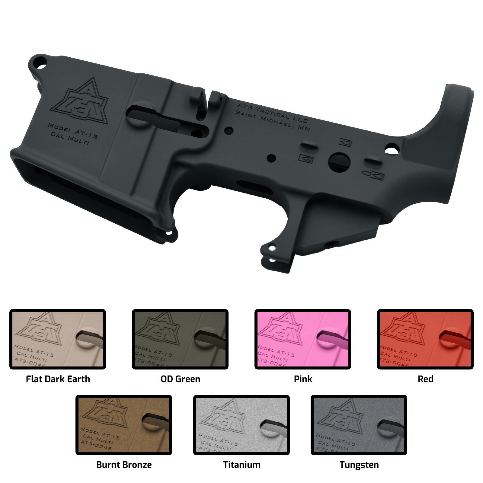 AT3™ AT-15 Stripped Lower Receiver – Anodized and Cerakote