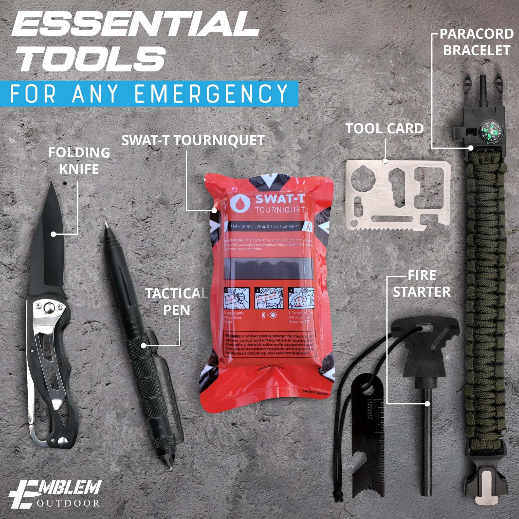 242 Piece First Aid242 Piece First Aid Survival Kit with SWAT-T Tourniquet242 PC FIRST AID SURVIVAL KIT. Ideal emergency gear for families and outdoor enthusiasts. Designed by Marine Corps veterans and a U.S. physician, this portable and rFirst Aid Kit