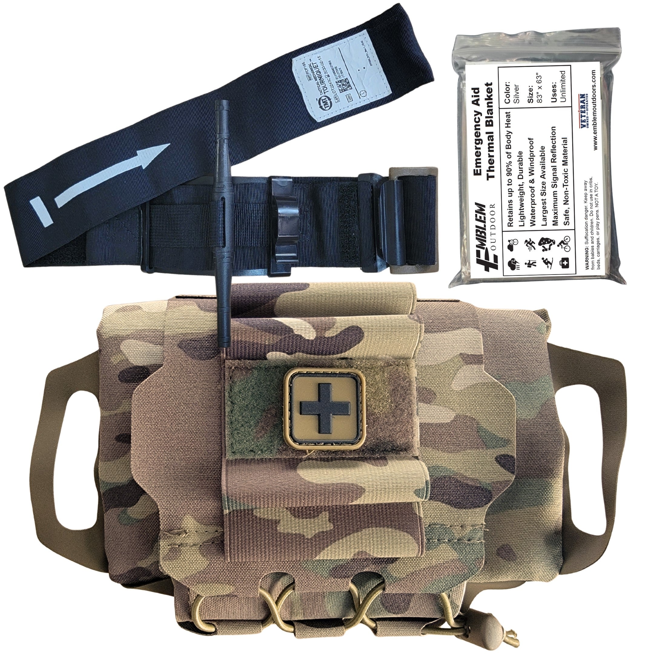 Rapid Deploy Tactical IFAK Pouch and TMT Tourniquet Kit Made in USA