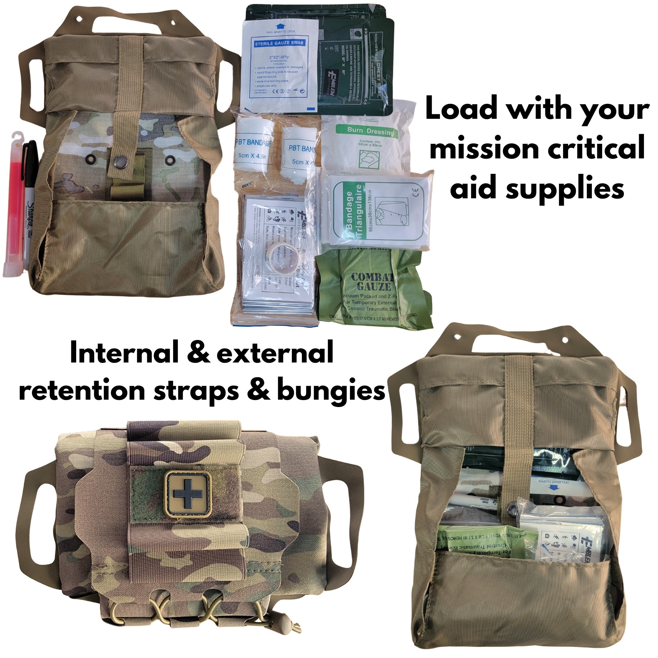 Rapid Deploy Tactical IFAK Pouch and TMT Tourniquet Kit Made in USA
