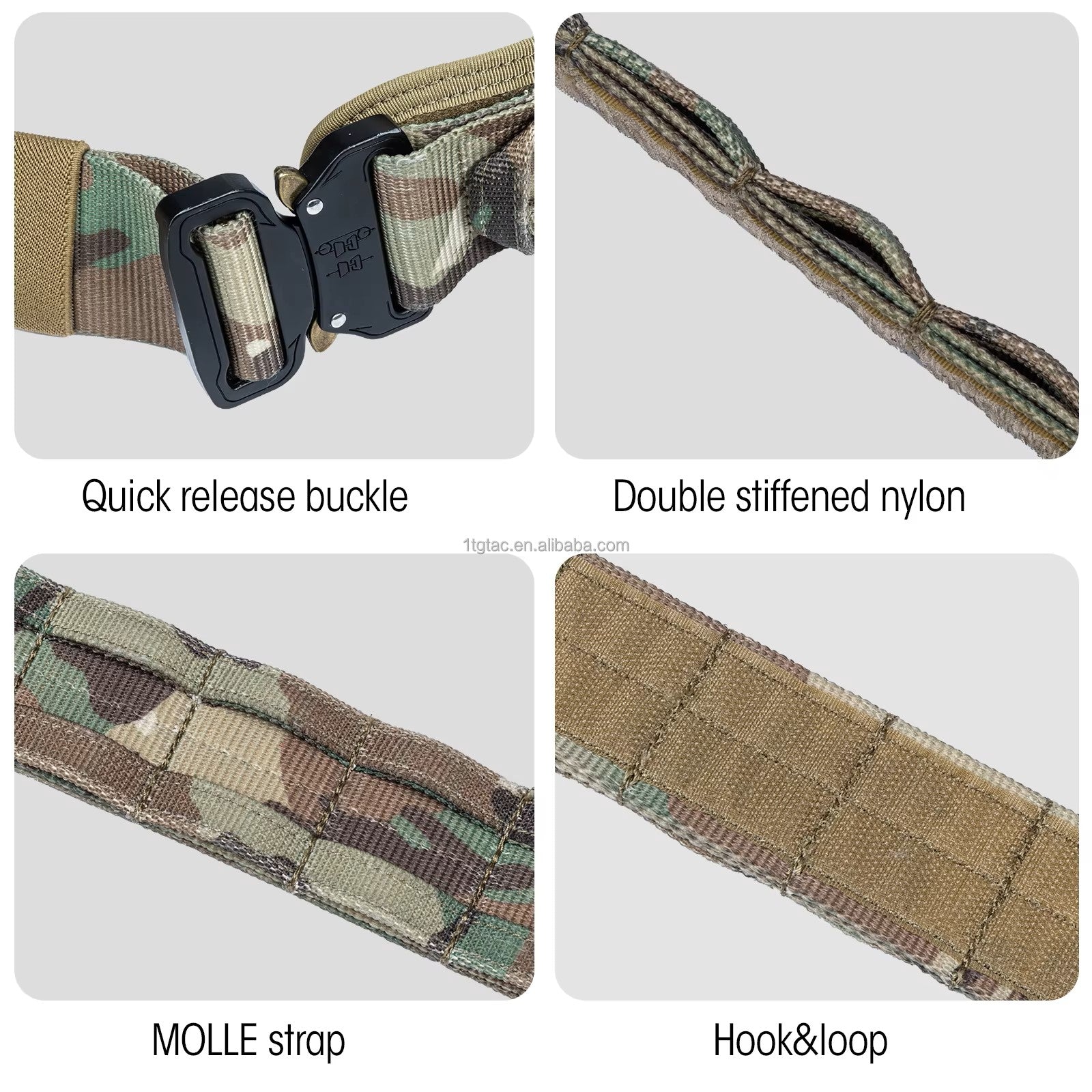 Adjustable Nylon Tactical Battle Belt with Quick Release Buckle Features