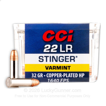 22 LR - 32 gr CPHP - CCI Stinger - 50 Rounds