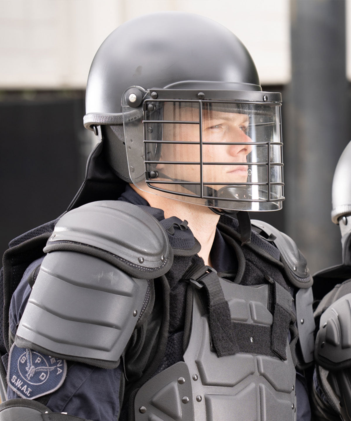Riot Control Helmet with Steel Grid