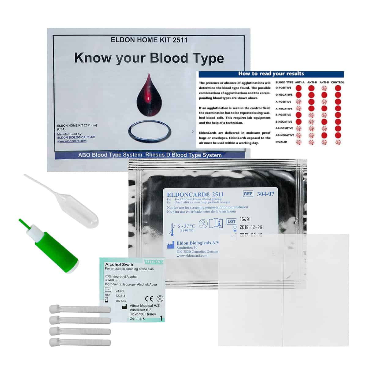 Blood Typing Kit - EldonCard, ABO/Rh