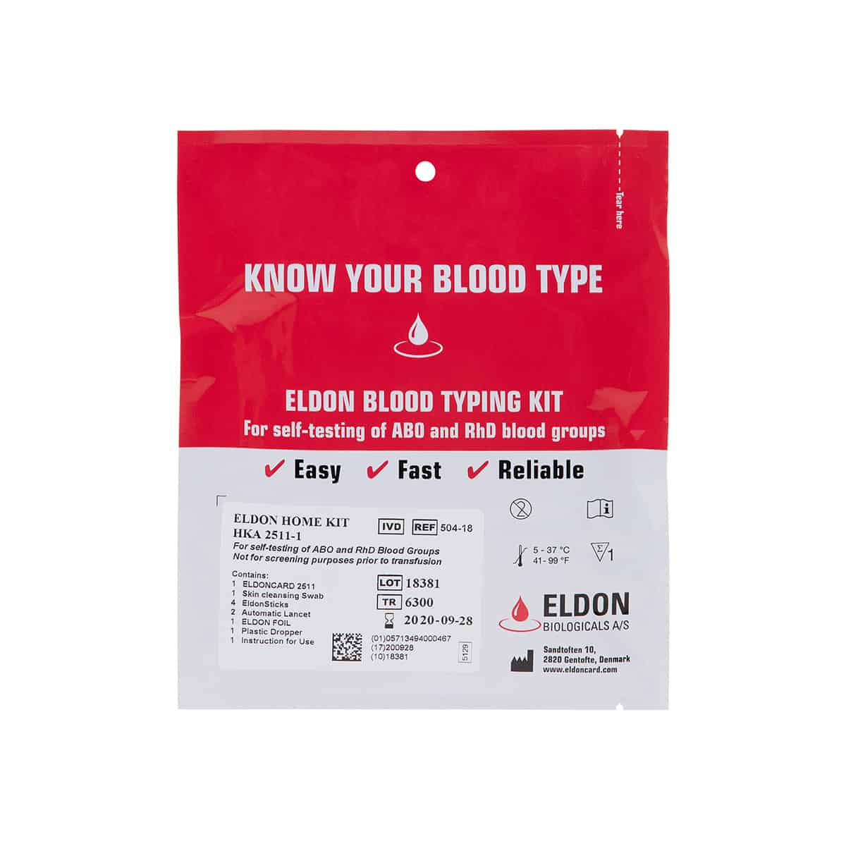 Blood Typing Kit - EldonCard, ABO/Rh
