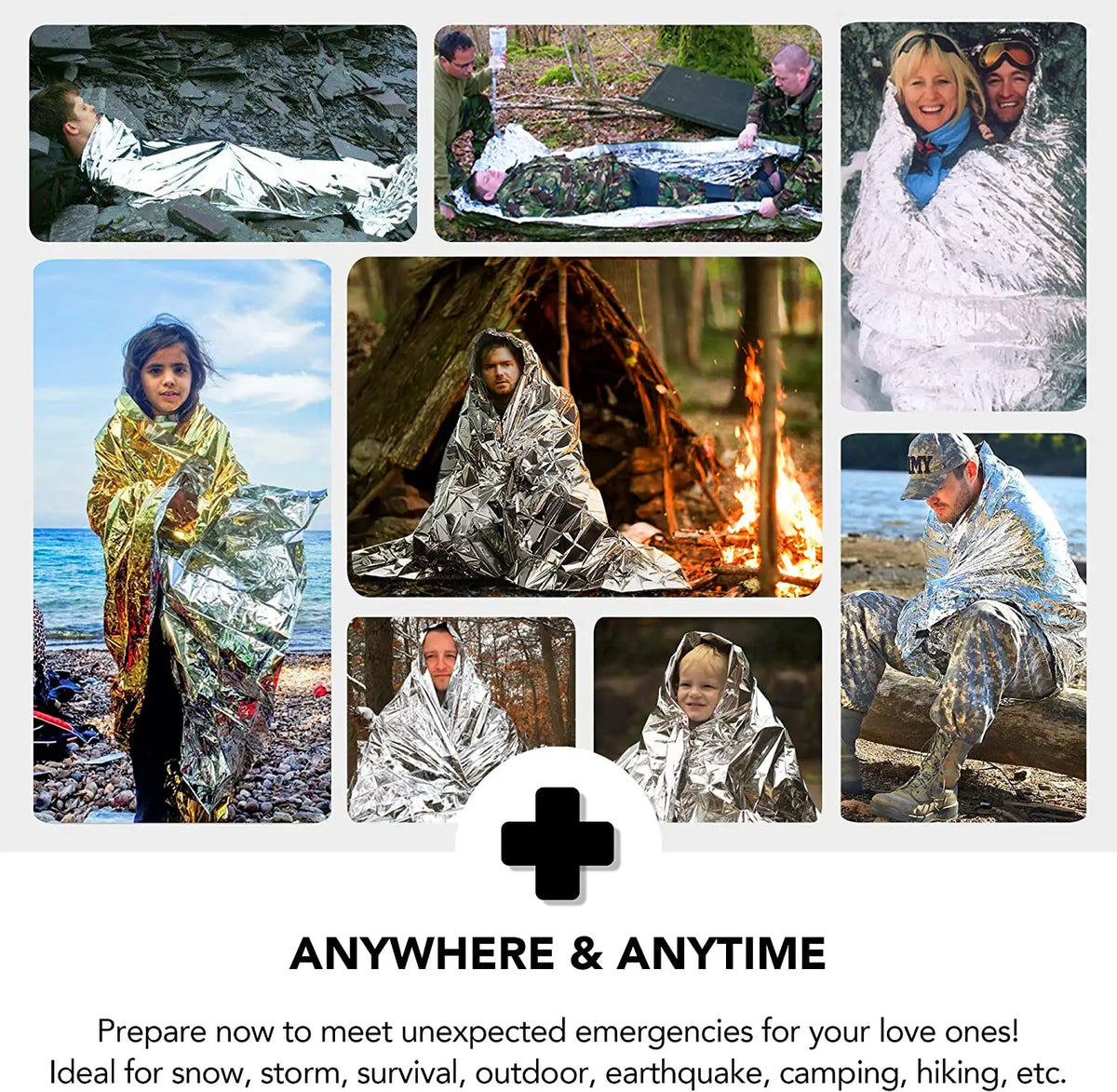 Emergency thermal blanket made of Mylar, by Emblem Outdoor (Single pack)