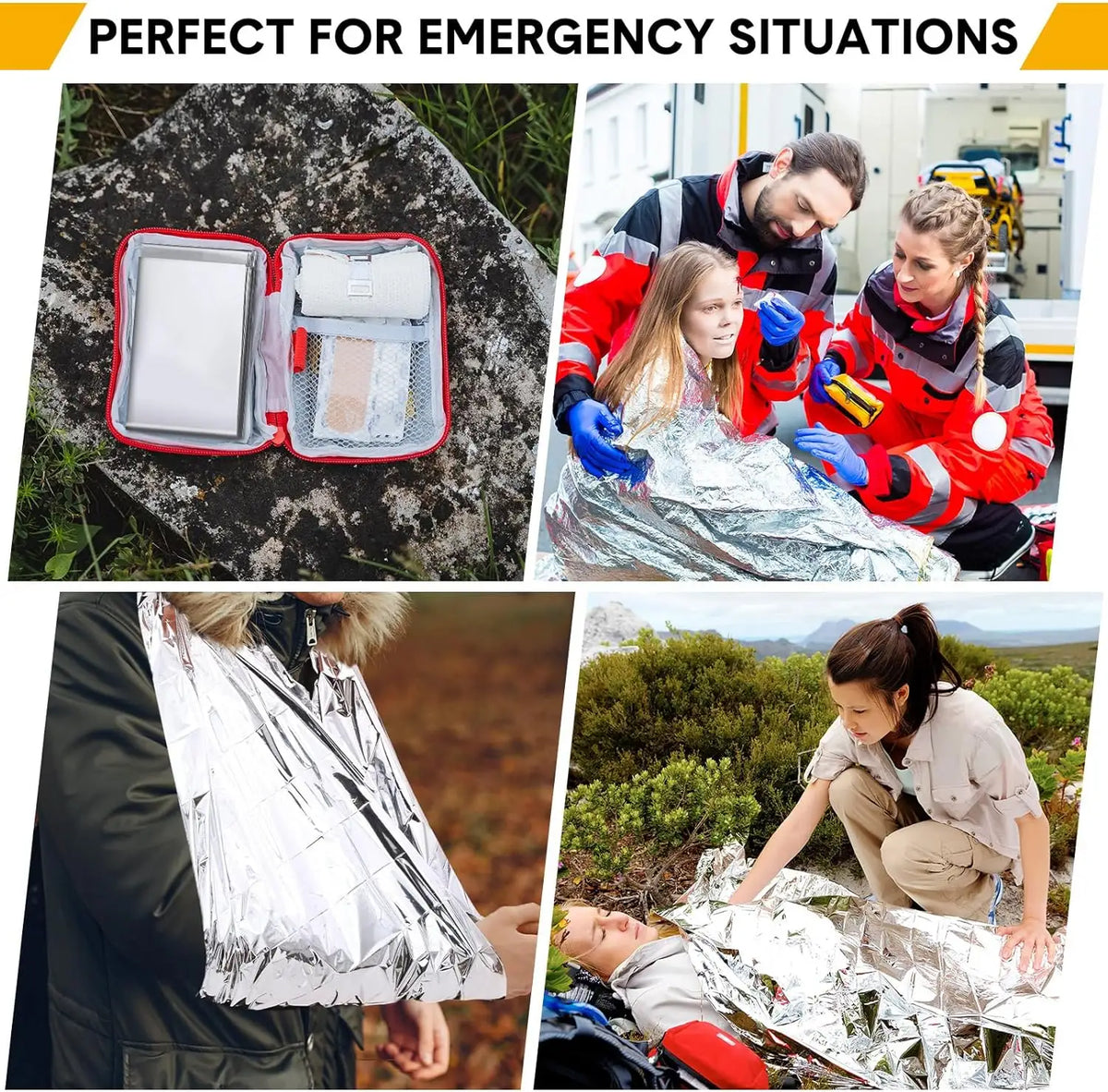 Emergency thermal blanket made of Mylar, by Emblem Outdoor (Single pack)