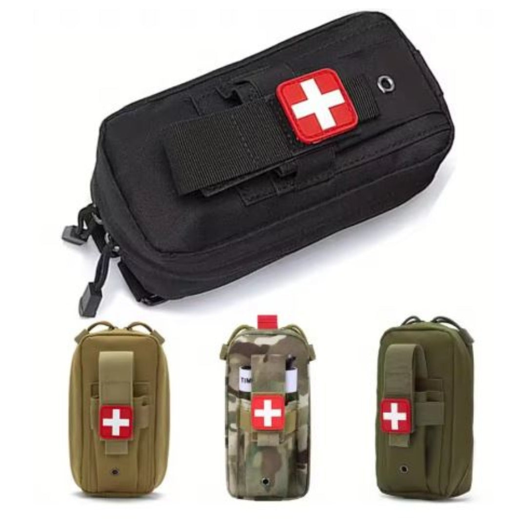 Tactical MOLLE Medical PouchTactical MOLLE Medical Pouch, IFAK EDC Trauma Kit BagSMALL IFAK POUCH with TOURNIQUET SLOT: Medical Pouch has a front pouch with Hook-N-Loop flap closure. Fits CAT Gen-7 / SOF-T, or similar tourniquet.
MOLLE/PALS STICKFirst Aid Kit