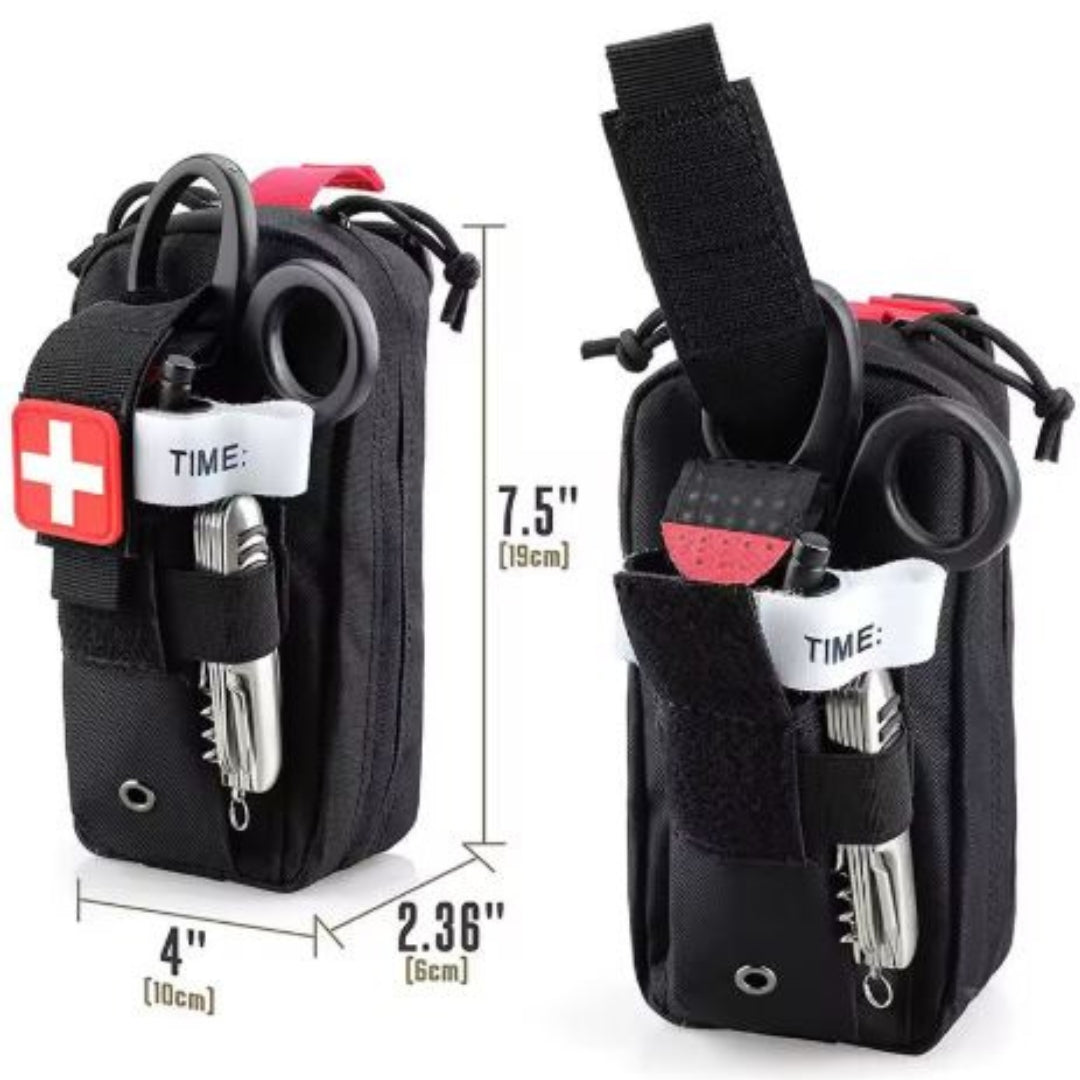 Tactical MOLLE Medical PouchTactical MOLLE Medical Pouch, IFAK EDC Trauma Kit BagSMALL IFAK POUCH with TOURNIQUET SLOT: Medical Pouch has a front pouch with Hook-N-Loop flap closure. Fits CAT Gen-7 / SOF-T, or similar tourniquet.
MOLLE/PALS STICKFirst Aid Kit