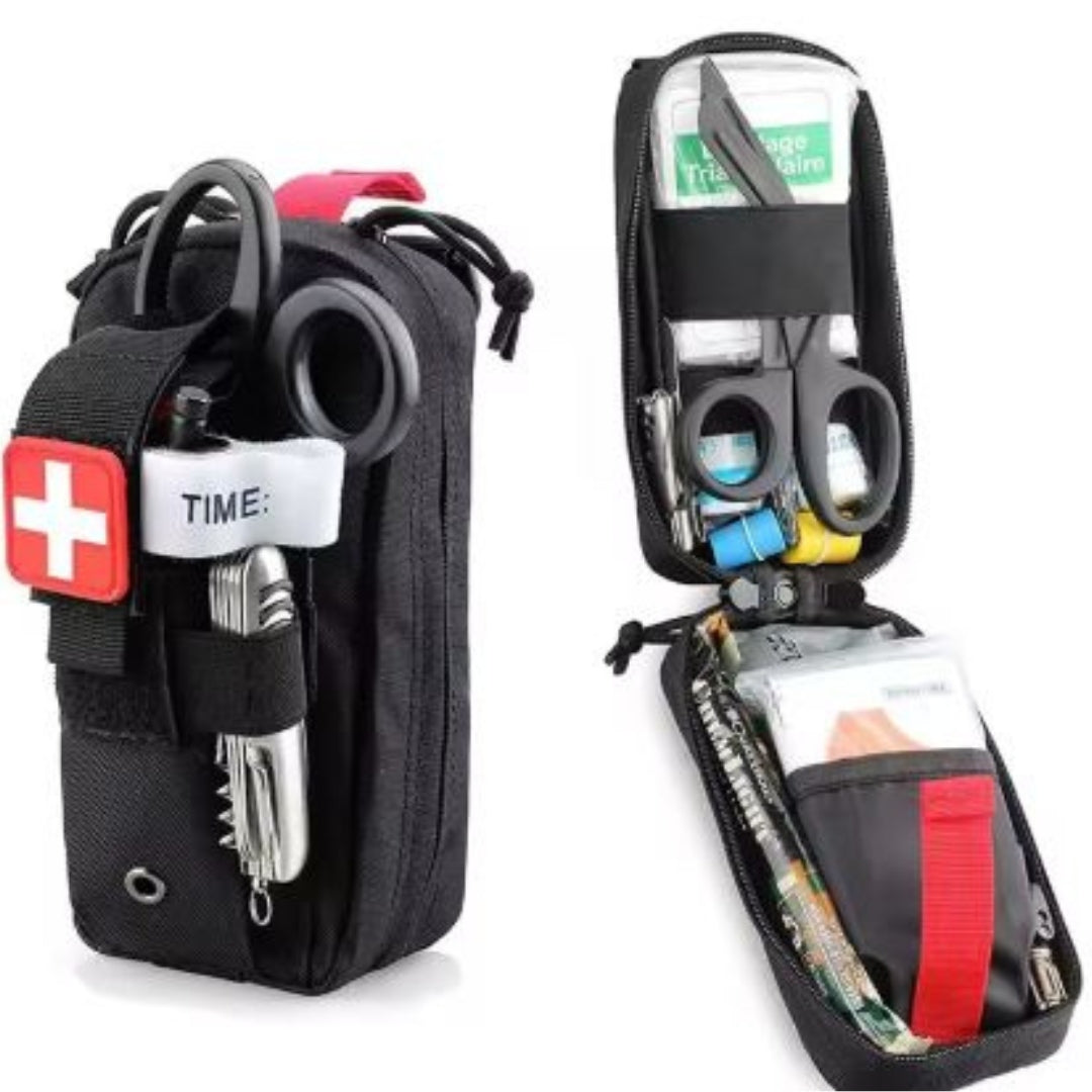 Tactical MOLLE Medical PouchTactical MOLLE Medical Pouch, IFAK EDC Trauma Kit BagSMALL IFAK POUCH with TOURNIQUET SLOT: Medical Pouch has a front pouch with Hook-N-Loop flap closure. Fits CAT Gen-7 / SOF-T, or similar tourniquet.
MOLLE/PALS STICKFirst Aid Kit