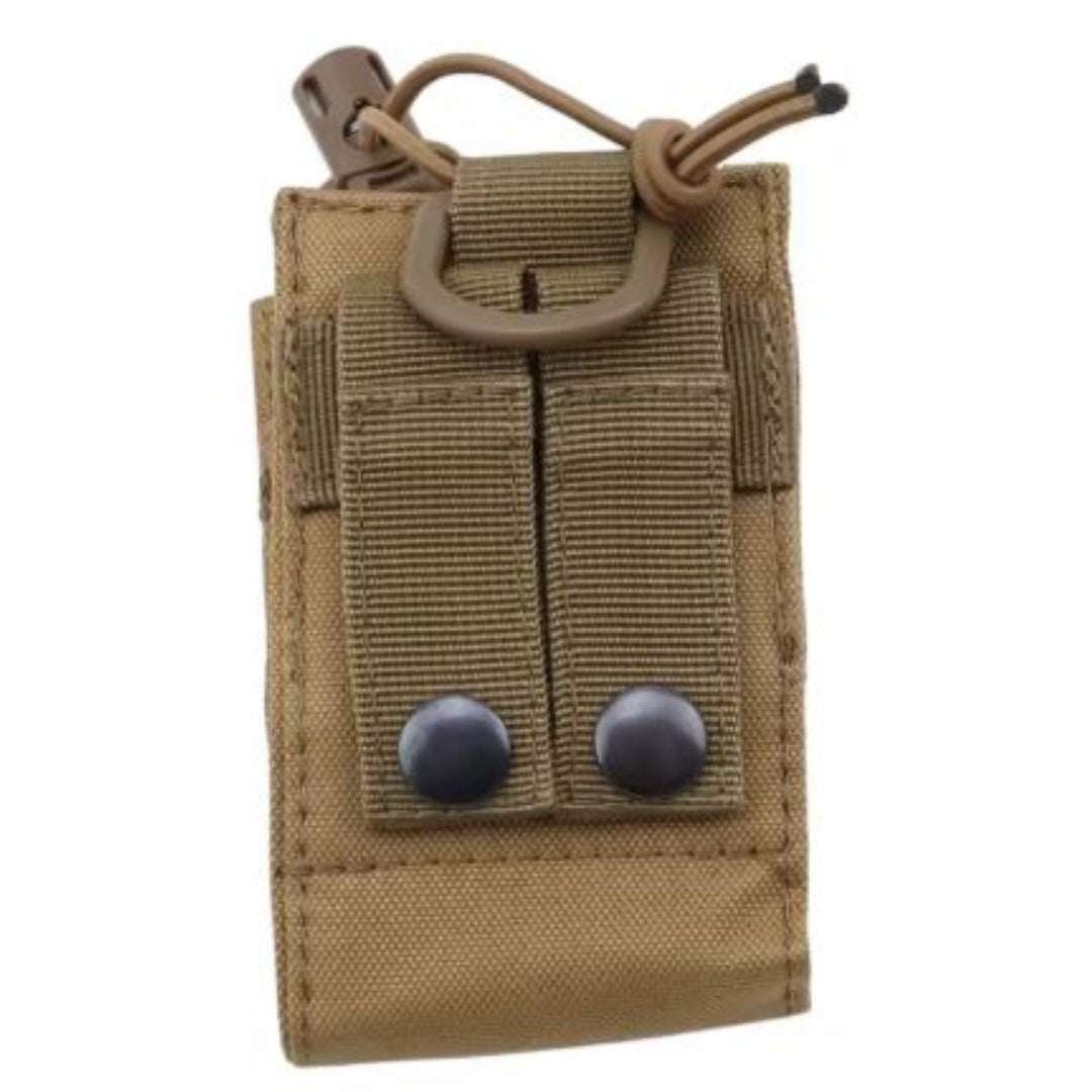 Universal tactical radio holsterUniversal tactical radio holster for Handhelds Walkie TalkiesMOLLE system compatible, easy attach this radio holster to any of your molle tactical vest, backpack, duty belt and other equipment to use for additional storage andRange Gear