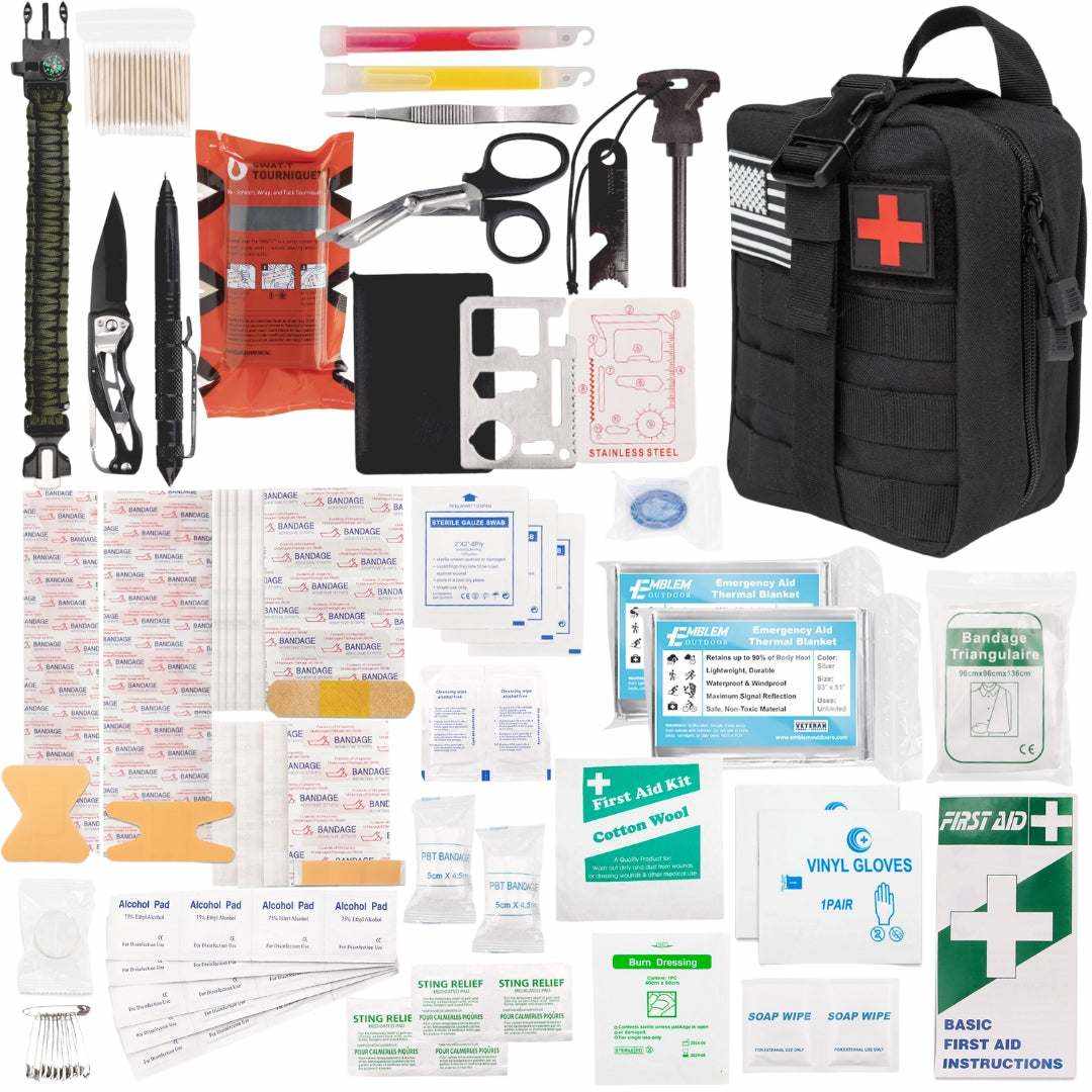 survival first aid kit 242 Piece First Aid Survival Kit with SWAT-T Tourniquet242 PC FIRST AID SURVIVAL KIT. Ideal emergency gear for families and outdoor enthusiasts. Designed by Marine Corps veterans and a U.S. physician, this portable and rFirst Aid Kit